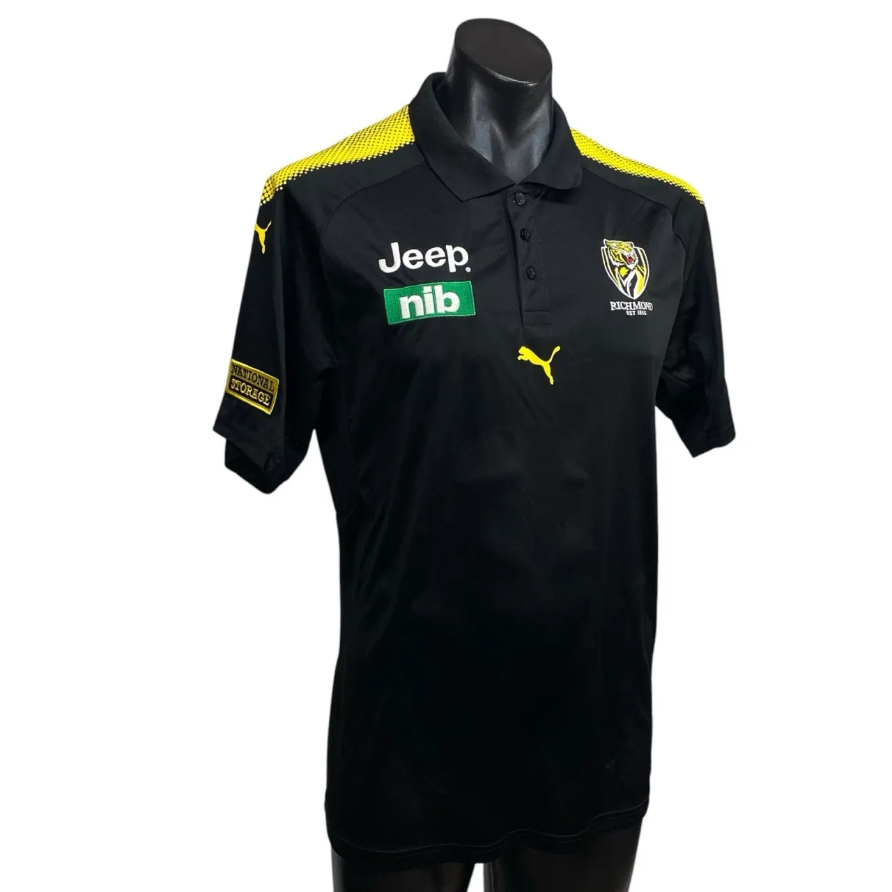 Richmond Tigers AFL Puma Polo Shirt Jeep NIB Mens Size L Black Yellow — photo 9