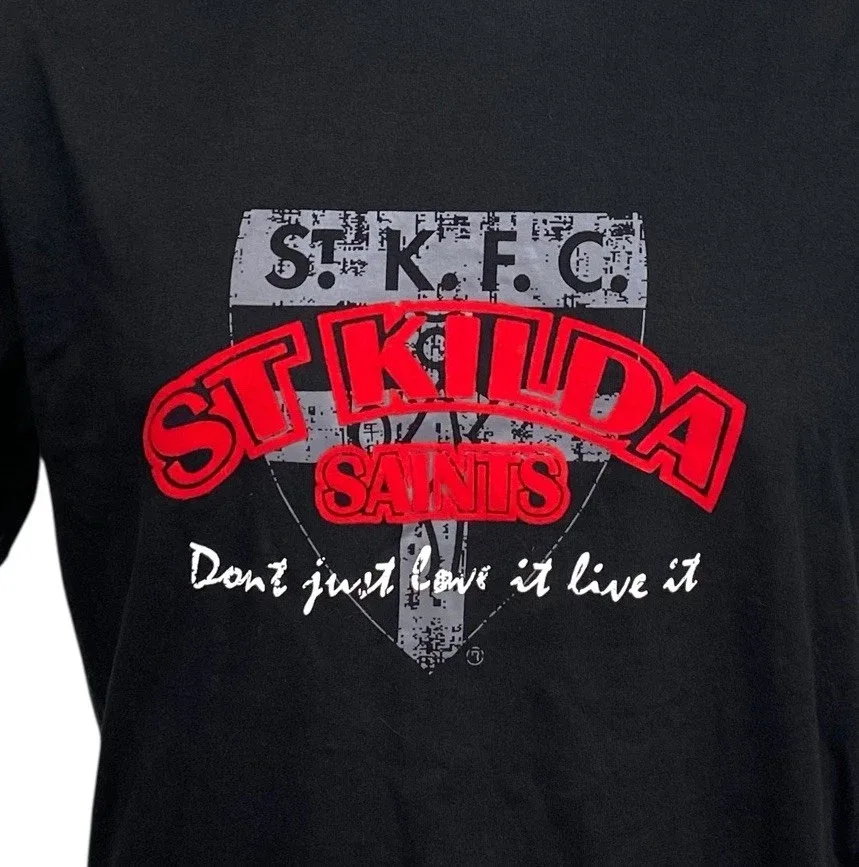 NWT St Kilda Saints AFL Mens Ringer T Shirt Medium M Black Pro Star Official — photo 3
