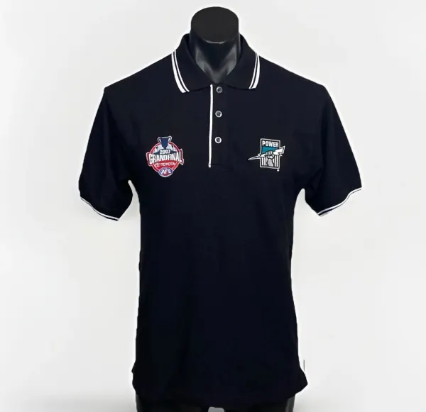 Port Adelaide Power 2007 AFL Grand Final Polo Shirt BNWT Mens Medium Black