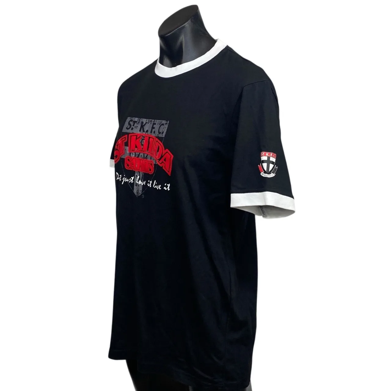 NWT St Kilda Saints AFL Mens Ringer T Shirt Medium M Black Pro Star Official — photo 4