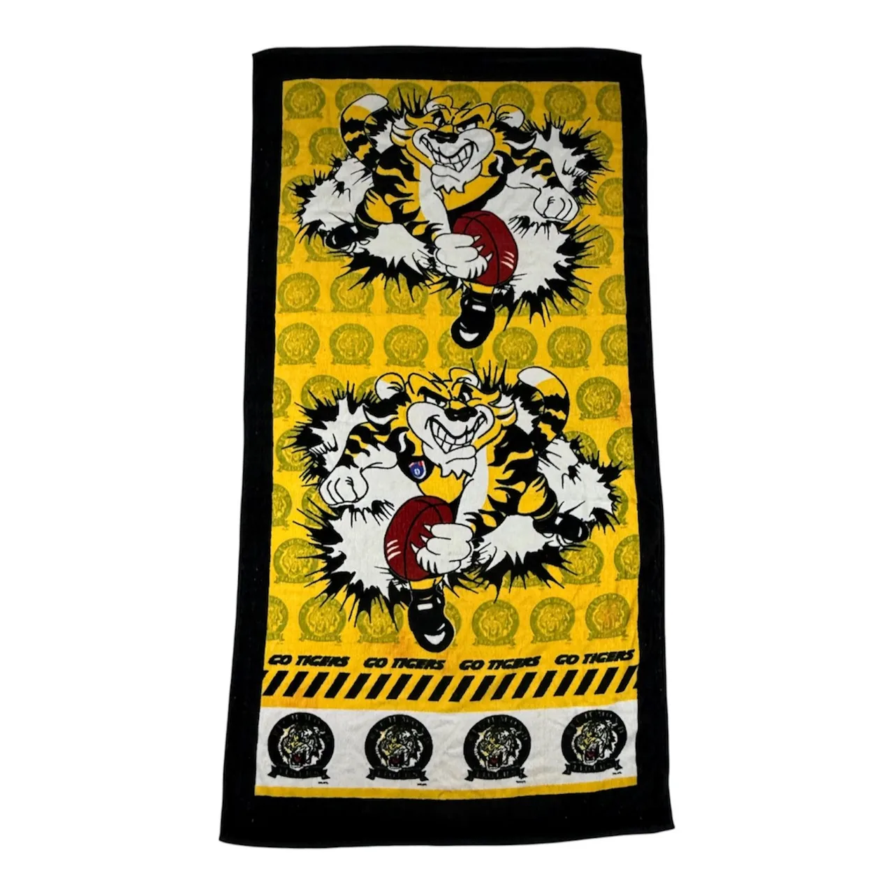 VTG 90s Richmond Tigers AFL Beach Towel Vintage Go Tigers Mascot Yellow Black — photo 6