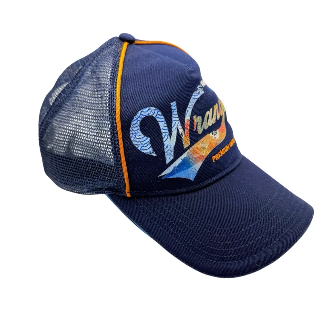 Wrangler Navy Trucker Cap OSFM Mesh Back Embroidered Western Logo Snapback Hat — photo 4