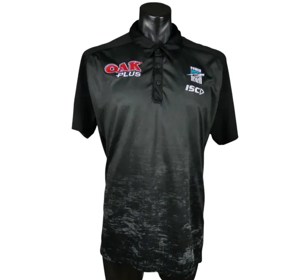 Port Adelaide Power AFL Team Polo Shirt Mens 3XL ISC Oak Plus 1870 Black