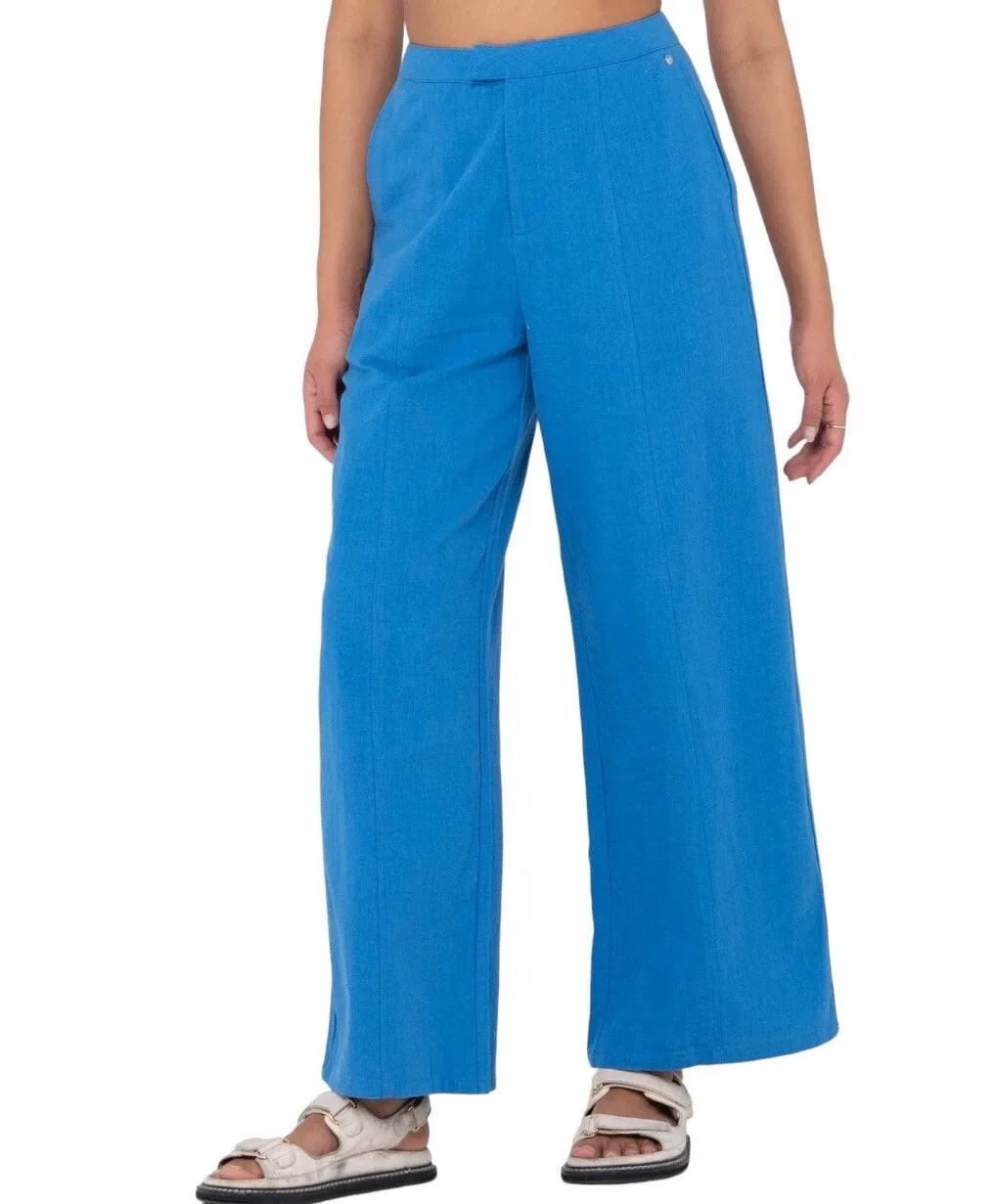 Rusty Womens Hunter High Waist Wide Leg Linen Blend Pants Size 10 Blue NWT — photo 9