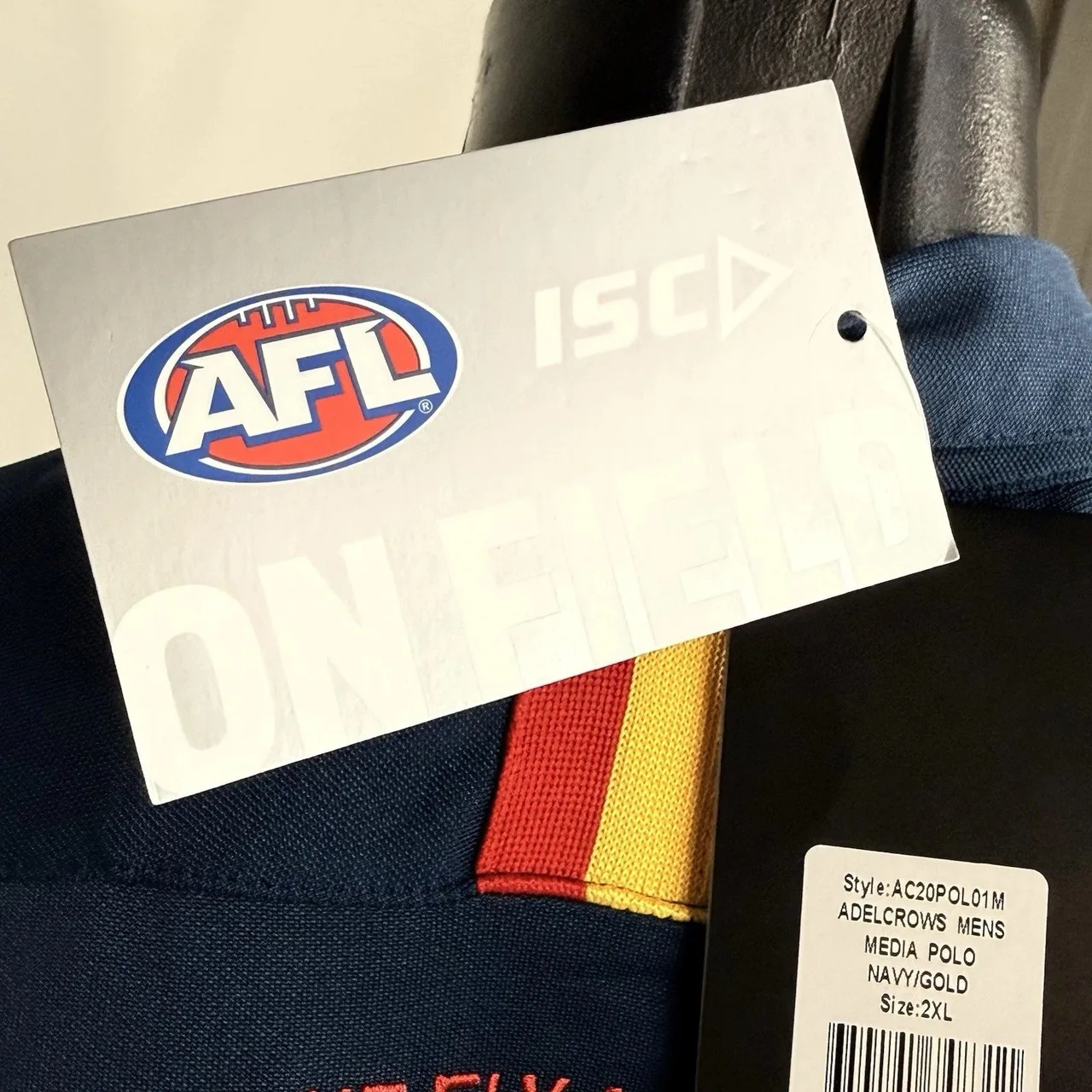 Adelaide Crows AFL Mens Polo Shirt 2XL XXL ISC Media On Field Toyota NWT Navy — photo 7