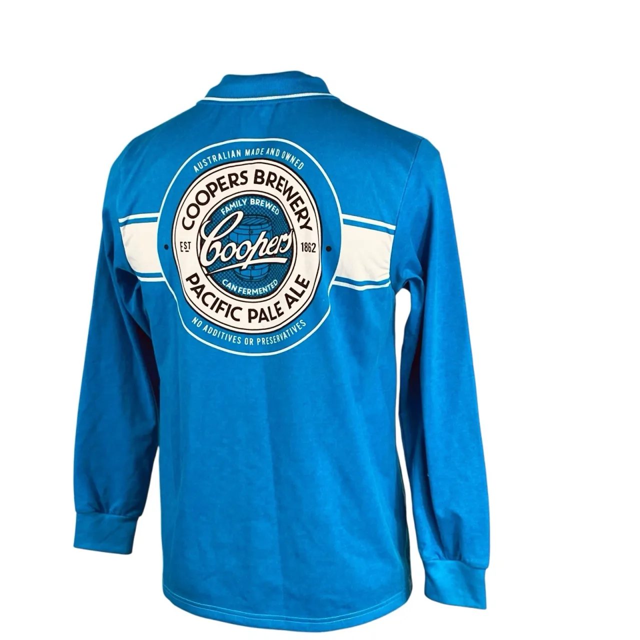 Coopers Brewery Pacific Pale Ale Long Sleeve Polo Shirt Mens S Blue White — photo 5
