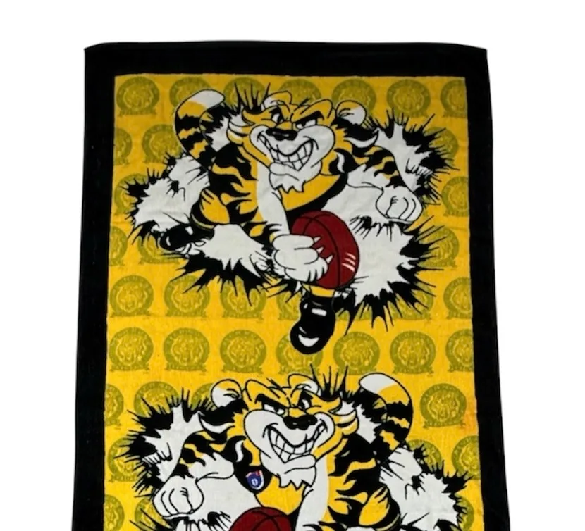 VTG 90s Richmond Tigers AFL Beach Towel Vintage Go Tigers Mascot Yellow Black — photo 3