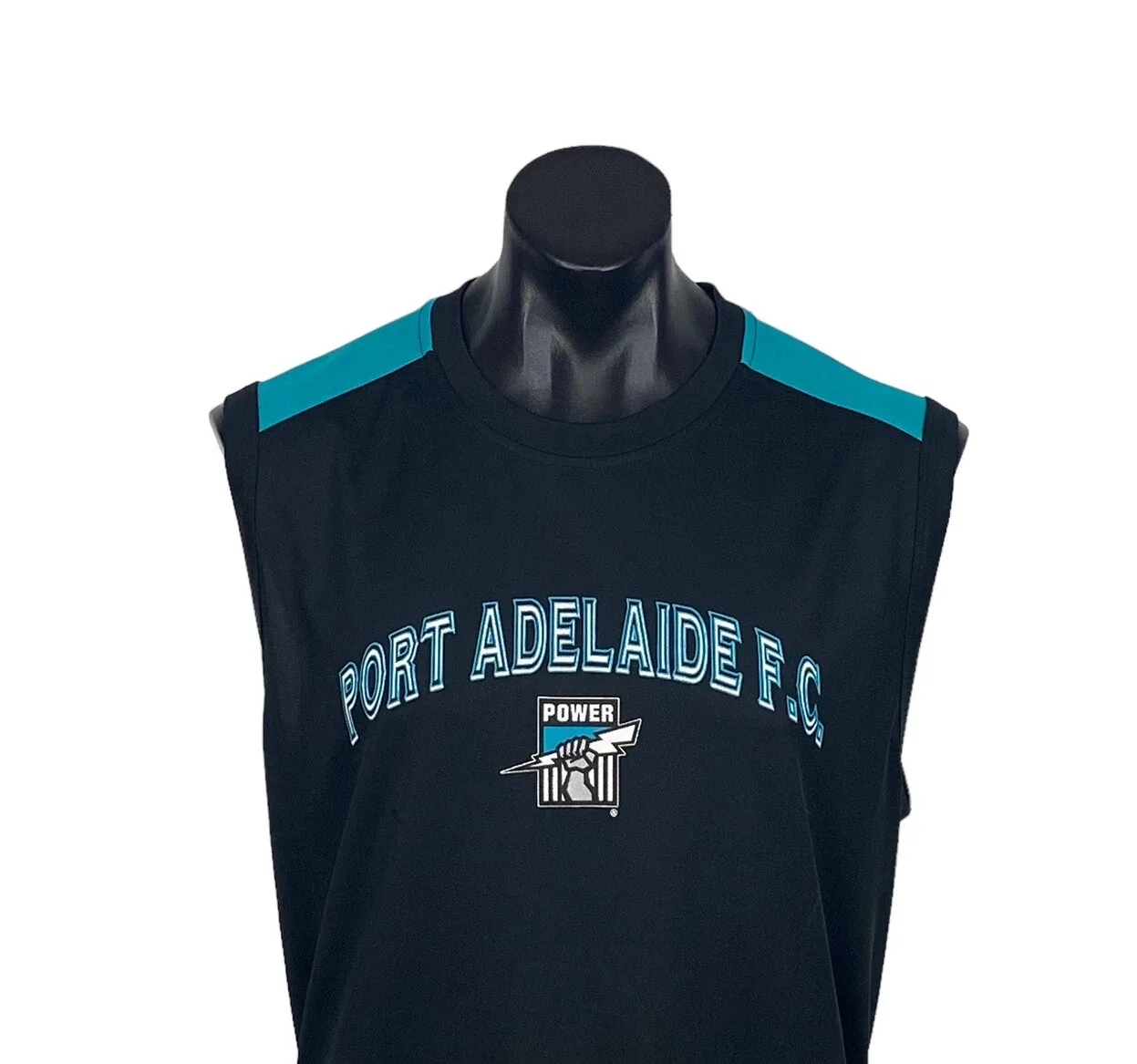 Port Adelaide Power AFL Graphic Singlet Tank Top Mens 2XL XXL Black Teal — photo 5