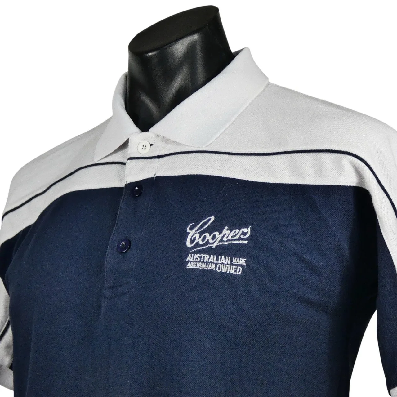 Coopers Brewery Promo Polo Shirt Mens Small Navy White Graphic Short Sleeve Tee — photo 8