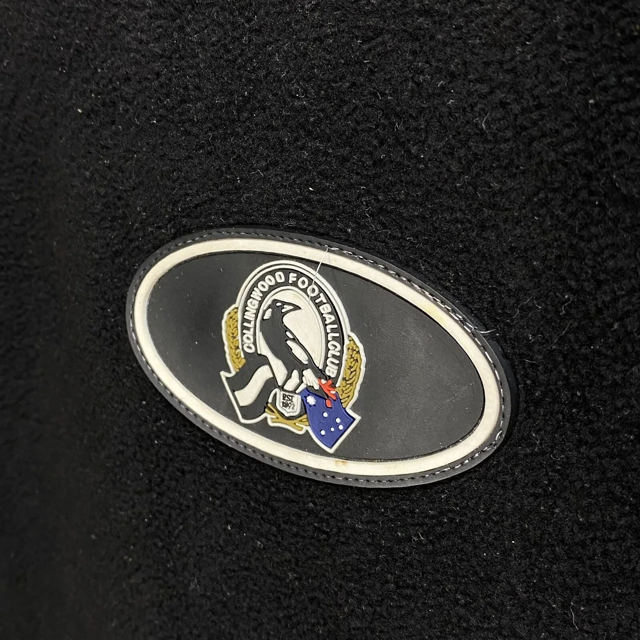 Collingwood Magpies AFL Mens 1/4 Zip Fleece Jumper Size M Black Pullover Sweater — photo 5
