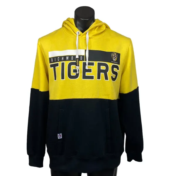 Richmond Tigers AFL Mens Pullover Hoodie Jumper Size 3XL Yellow Black Graphic