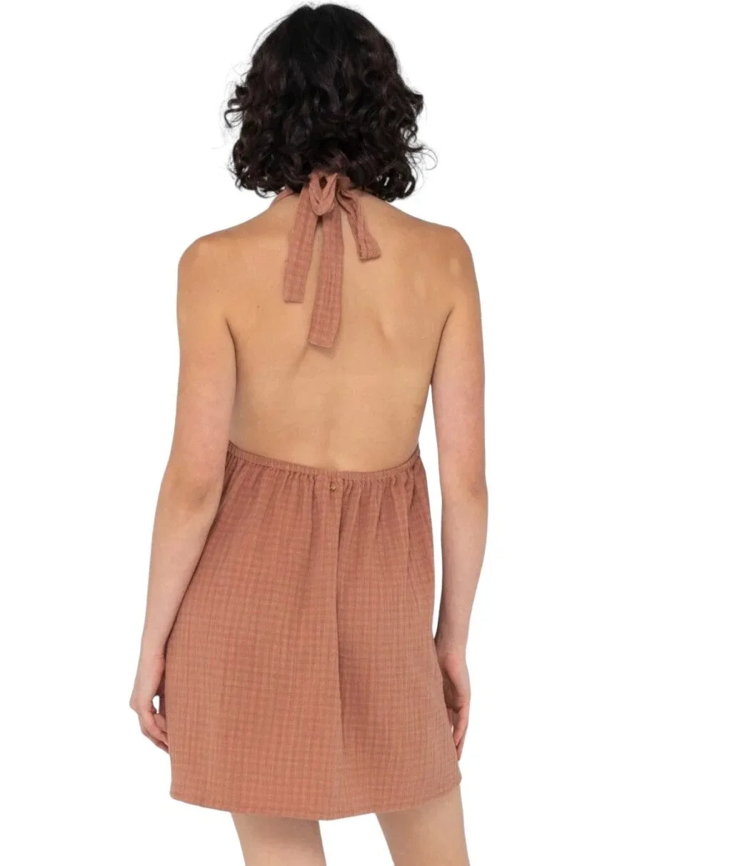 Rusty Womens Sundowner Mini Dress Size 10 Terracotta Halter Neck Sun Dress NWT — photo 2