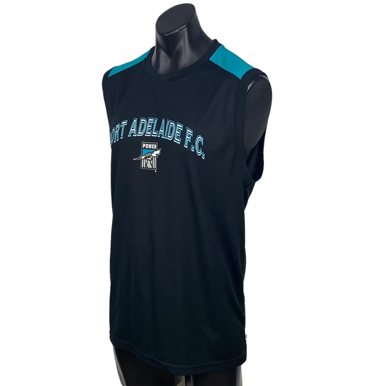 Port Adelaide Power AFL Graphic Singlet Tank Top Mens 2XL XXL Black Teal — photo 4