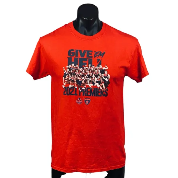 Melbourne Demons 2021 Premiers T Shirt Mens Medium Red AFL Give 'Em Hell