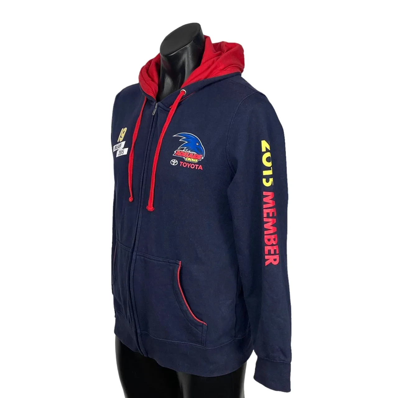 Adelaide Crows Full Zip Hoodie 16/Med 2015 Member Unleash AFL Navy Red — photo 5