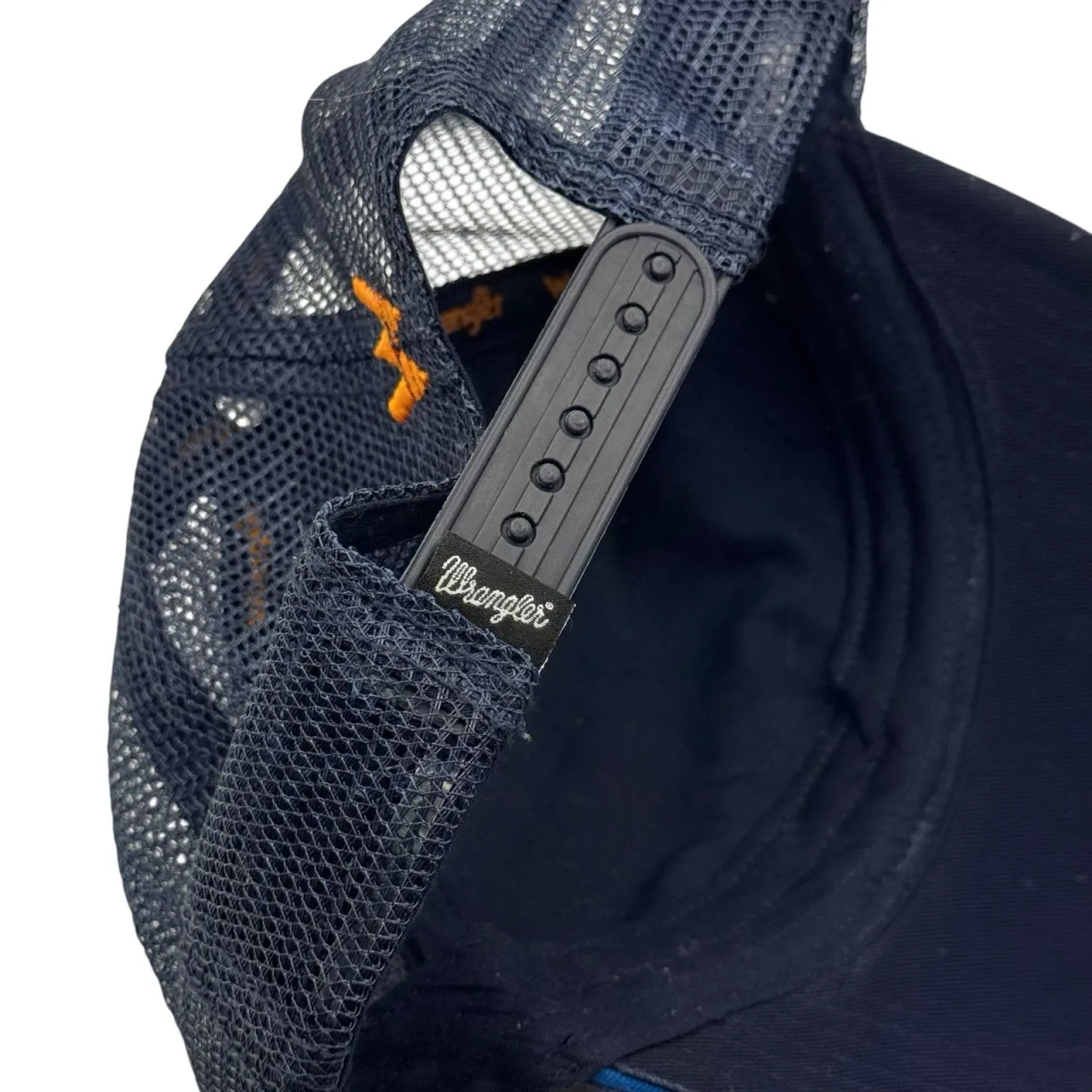 Wrangler Navy Trucker Cap OSFM Mesh Back Embroidered Western Logo Snapback Hat — photo 6