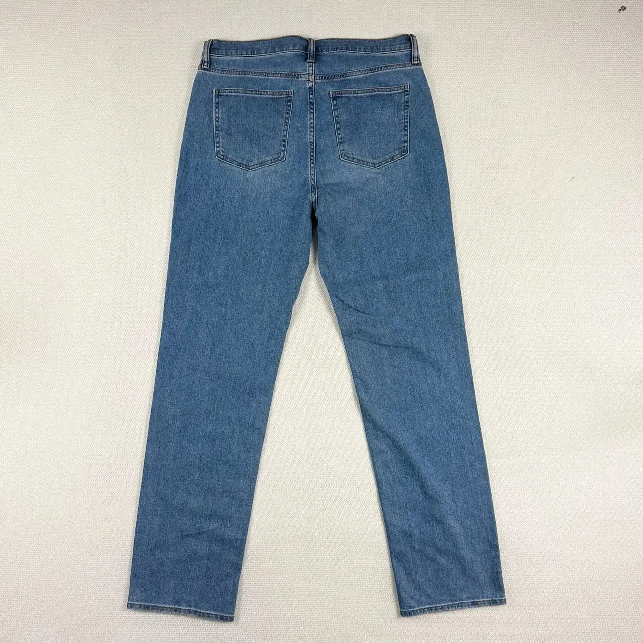 Uniqlo Womens Slim Straight High-Rise Denim Jeans 32x32 Blue Kaihara Fabric NWT – photo 2