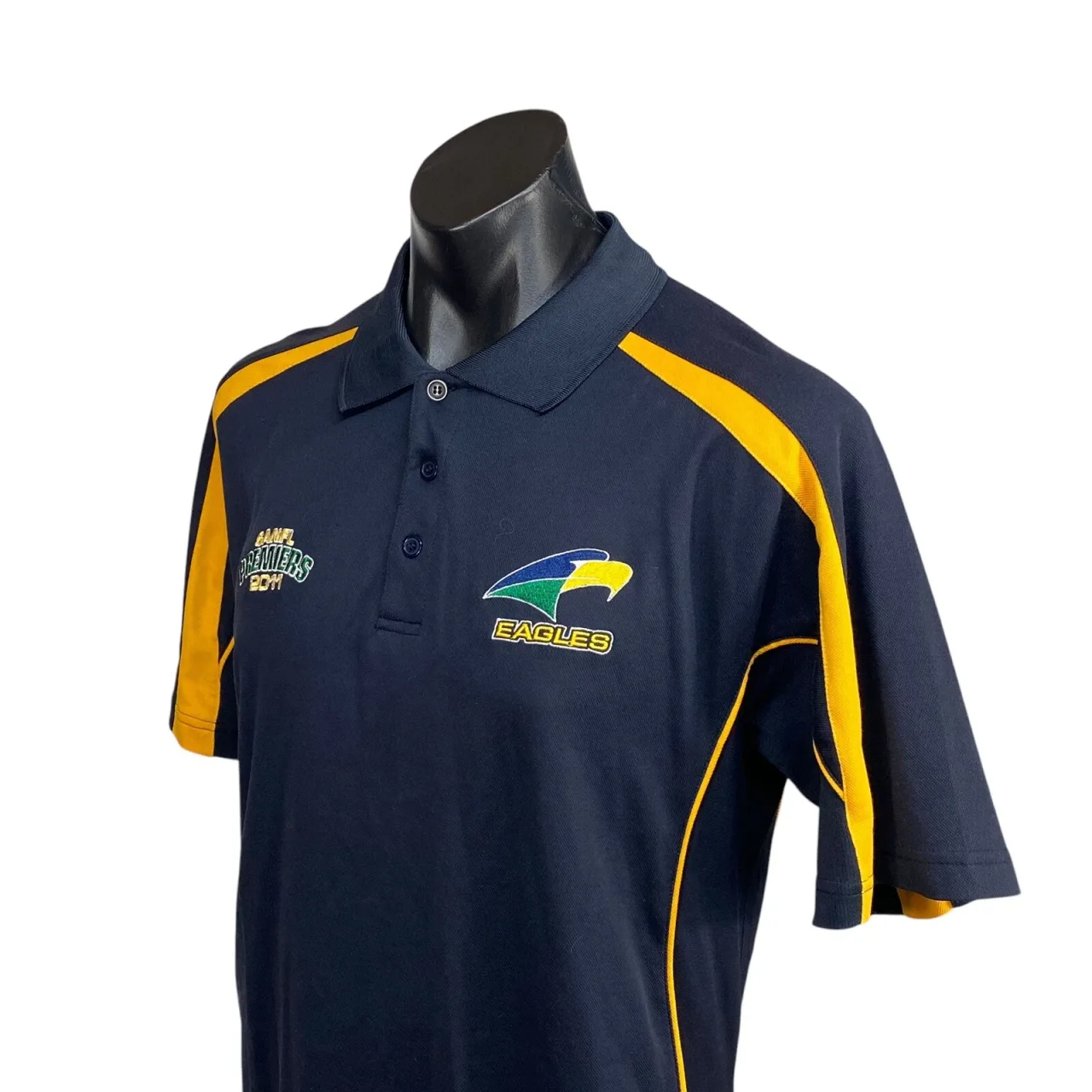 Woodville-West Torrens Eagles 2011 SANFL Premiers Polo Shirt Size L Navy Gold — photo 5