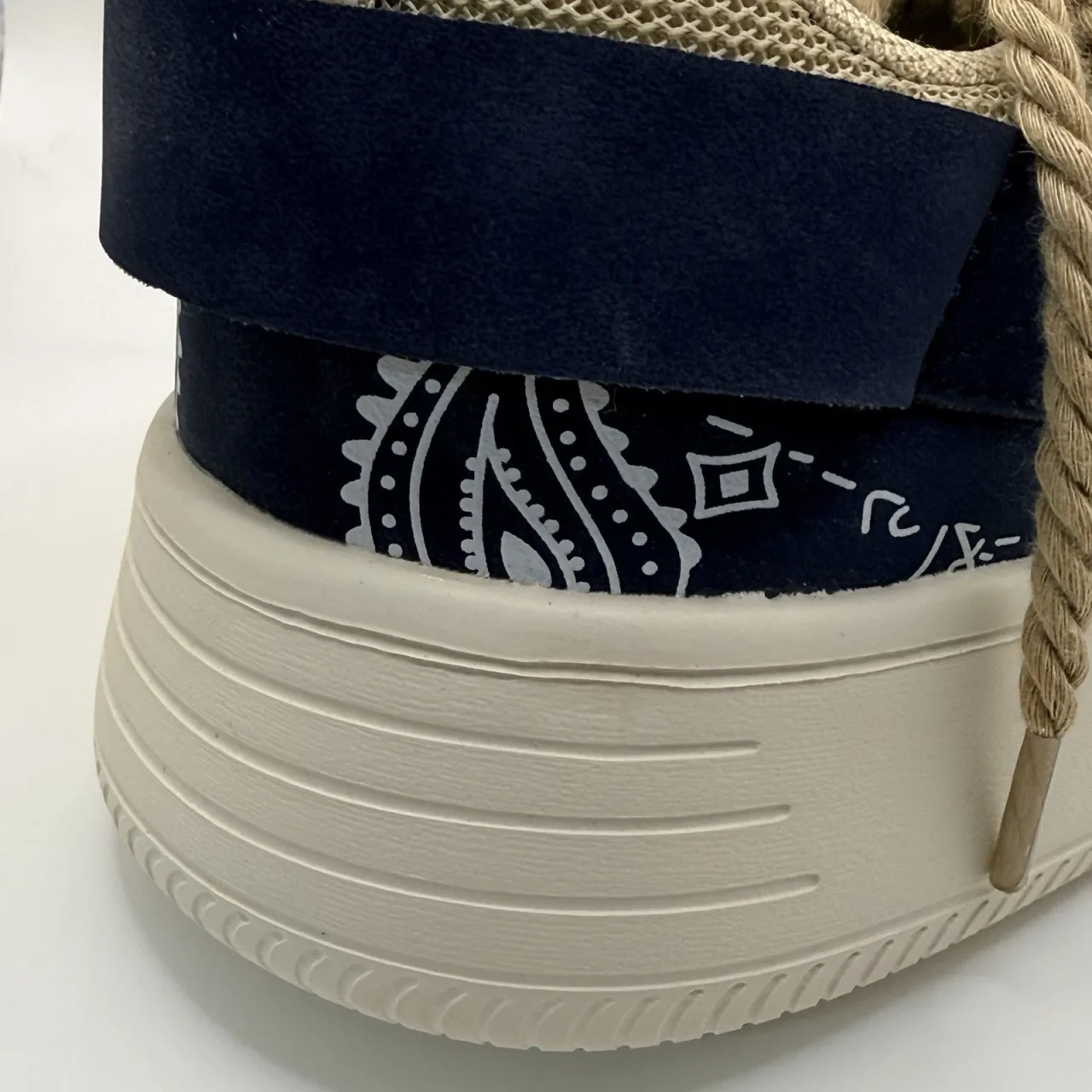 Resort Wear Comfort Sneakers Men's EURO45 Navy/Tan Rope Lace-Up Paisley Print — photo 2