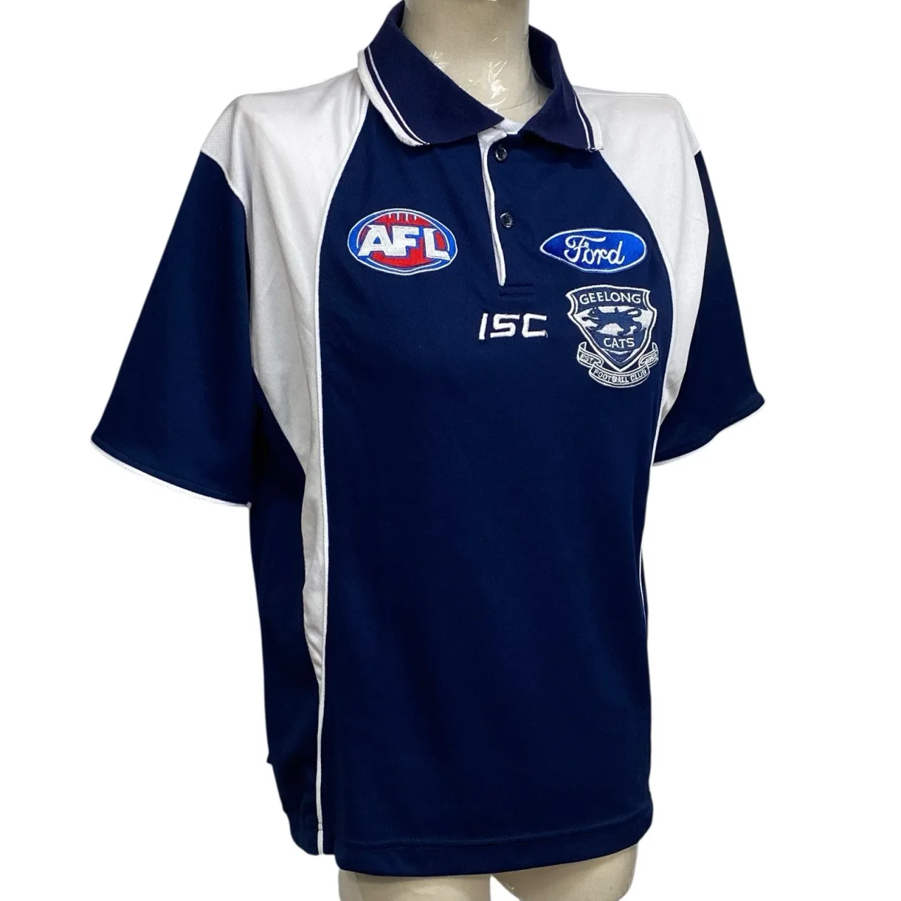 Geelong Cats AFL Polo Shirt Womens Small ISC Dagada Sport Navy White Ford — photo 9