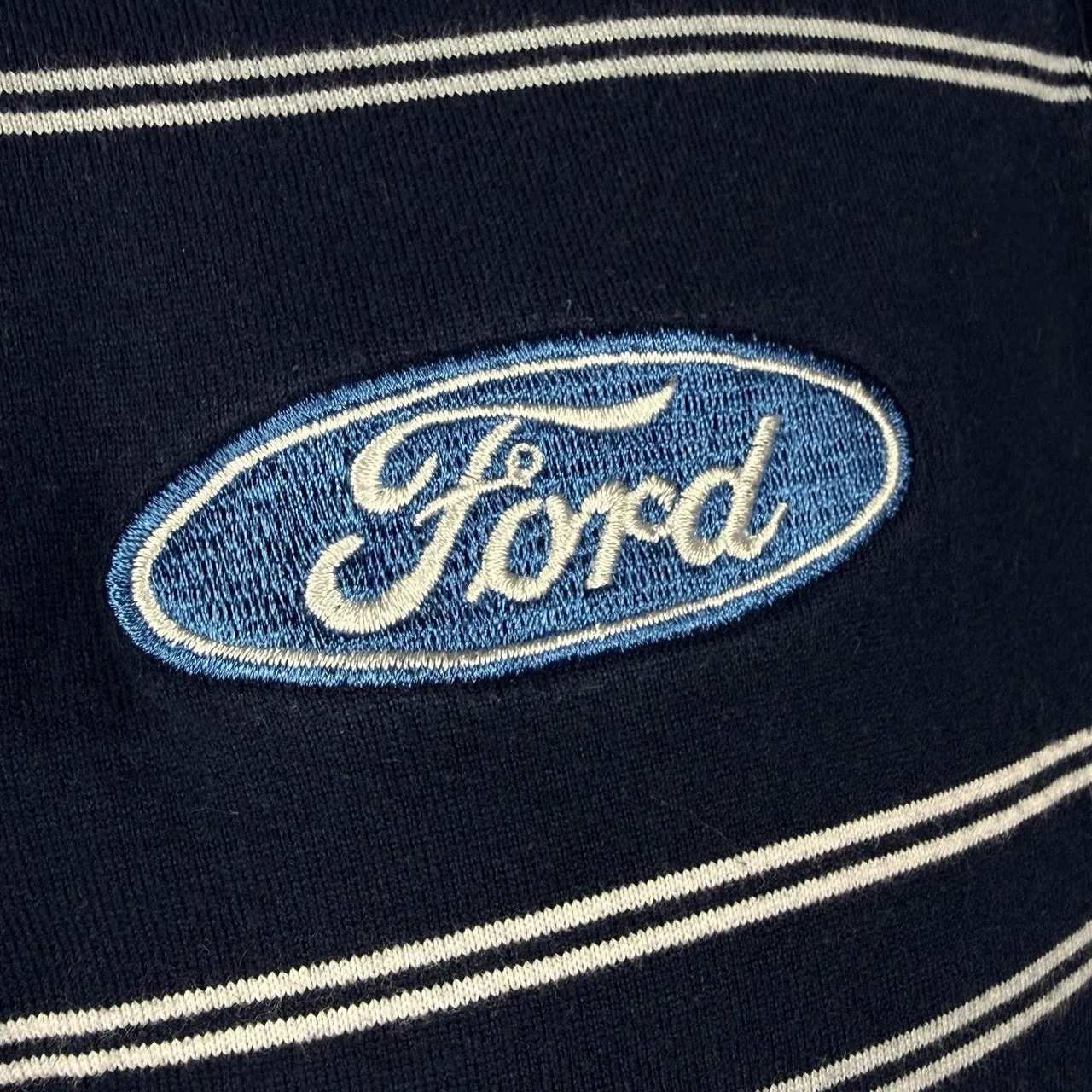 Geelong Cats AFL ISC Onfield Polo Shirt Mens Large Navy Striped Ford Sponsor — photo 7