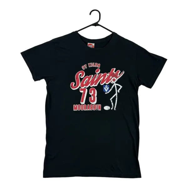 St Kilda Saints T-Shirt Mens Small Black Official AFL Stick Figure Graphic Tee