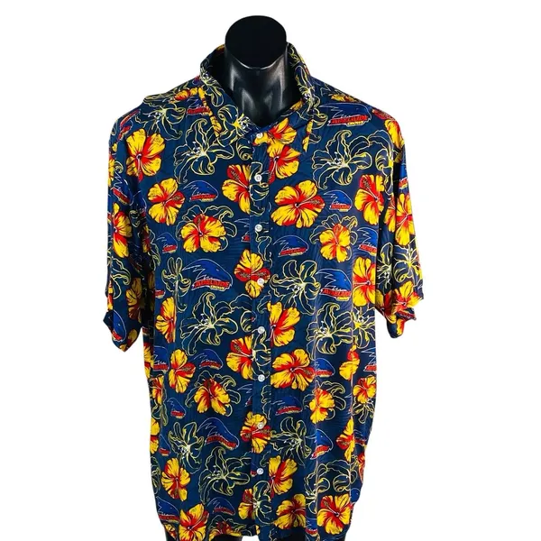 Adelaide Crows AFL Hawaiian Shirt Size 4XL Mens Floral Hawaiian Button Front