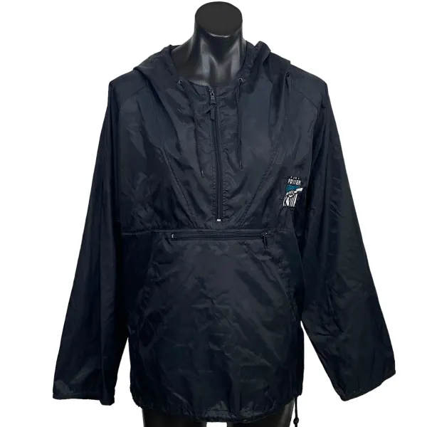 Vintage Port Adelaide Power AFL Mens 1/2 Zip Anorak Jacket Black Oversized