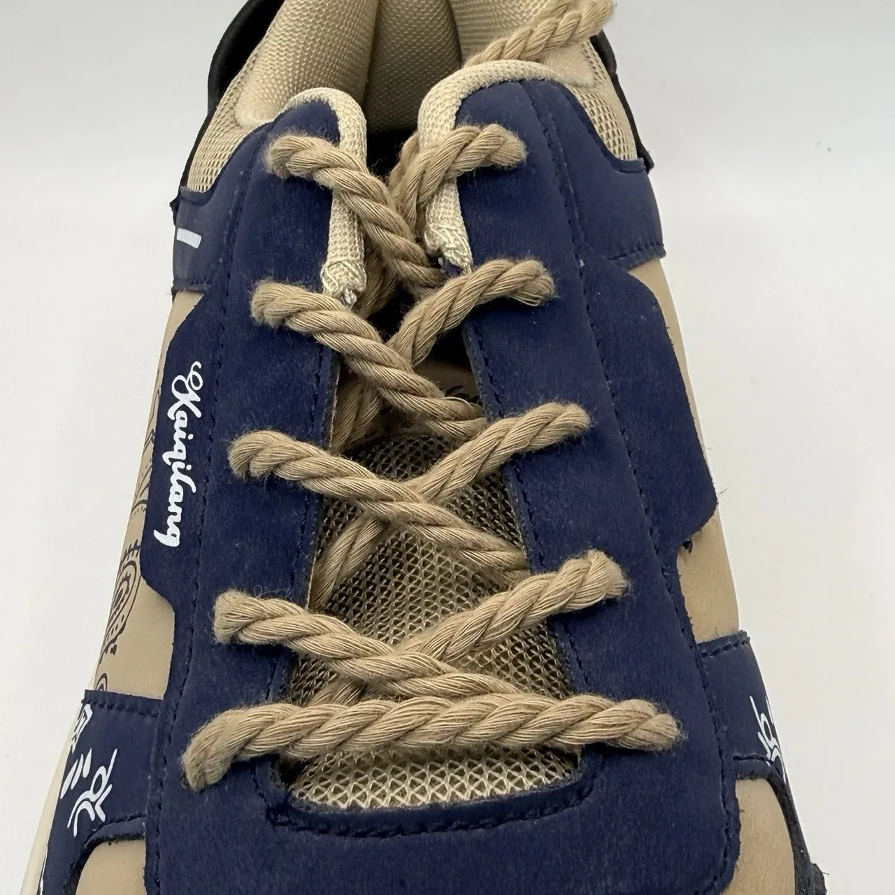 Resort Wear Comfort Sneakers Men's EURO45 Navy/Tan Rope Lace-Up Paisley Print — photo 7