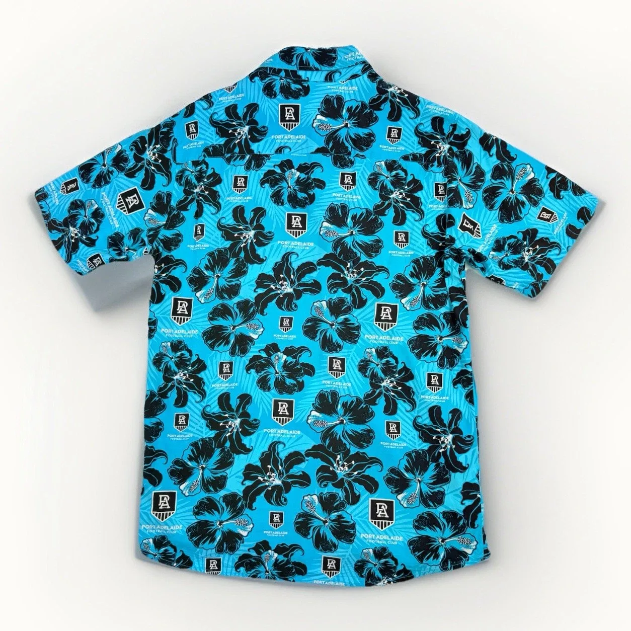AFL Port Adelaide Power Hawaiian Shirt Mens Large Blue Floral Hibiscus Rayon Sho — photo 8
