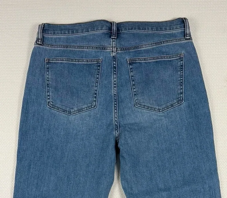 Uniqlo Womens Slim Straight High-Rise Denim Jeans 32x32 Blue Kaihara Fabric NWT – photo 4