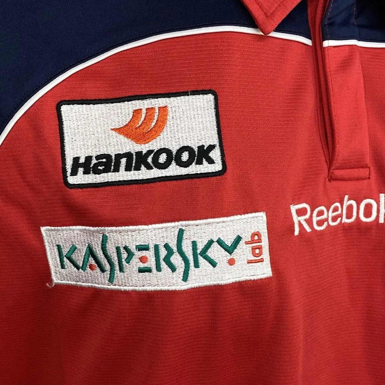 Melbourne Football Club AFL Team Polo Shirt Mens XL Reebok On-Field Red Navy — photo 6