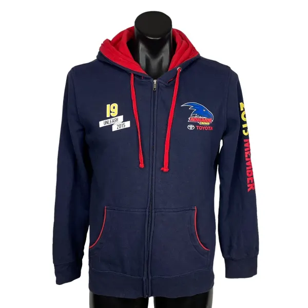 Adelaide Crows Full Zip Hoodie 16/Med 2015 Member Unleash AFL Navy Red