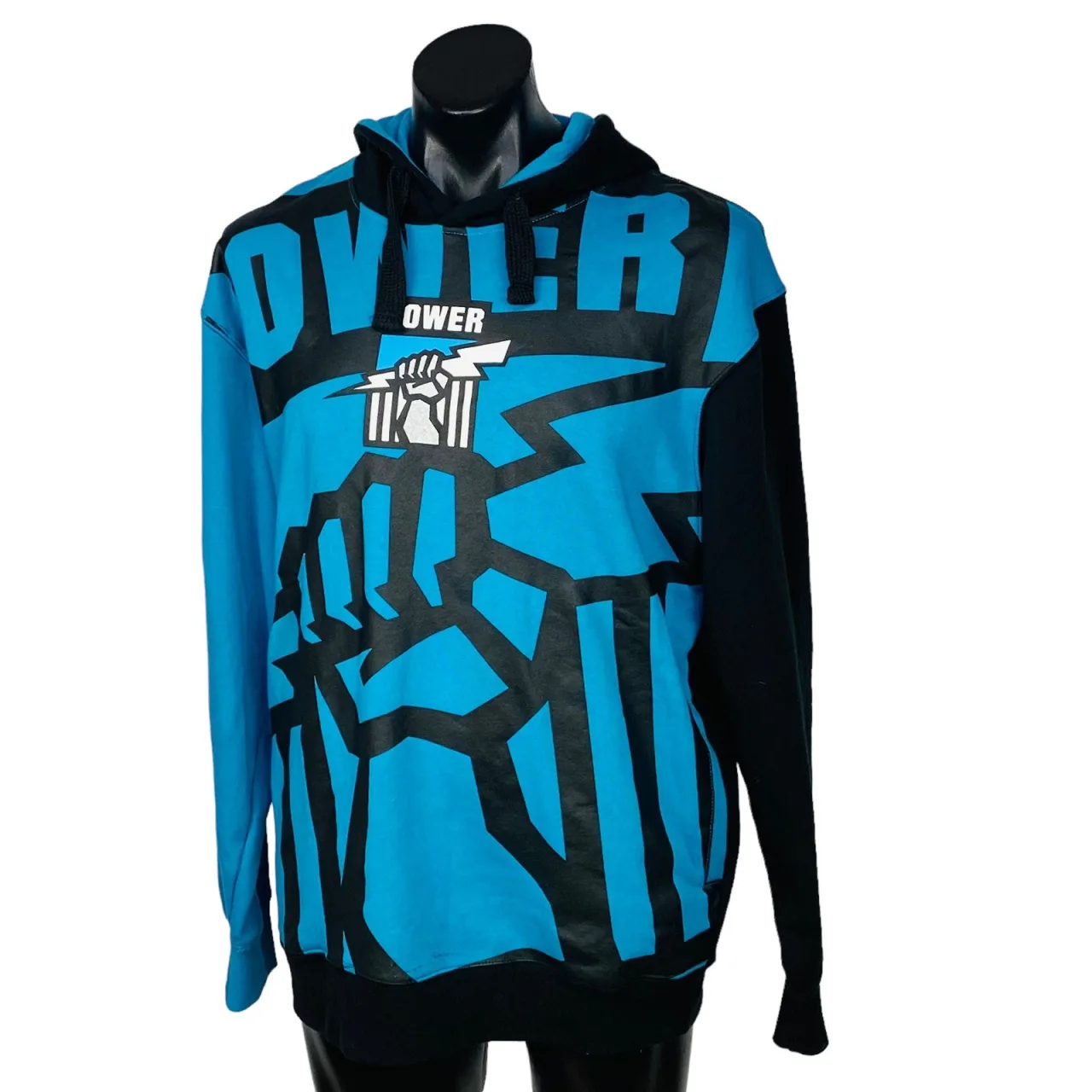 Title:  Port Adelaide Power AFL Mens Hoodie Jumper Size XL Teal Black Graphic — photo 7