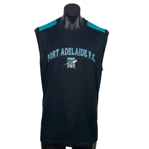 Port Adelaide Power AFL Graphic Singlet Tank Top Mens 2XL XXL Black Teal