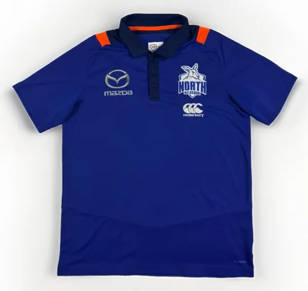 North Melbourne AFL Polo Shirt Large Mens Blue 2018 On-Field Gear Canterbury