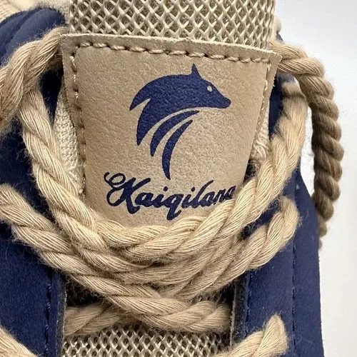 Resort Wear Comfort Sneakers Men's EURO45 Navy/Tan Rope Lace-Up Paisley Print — photo 11
