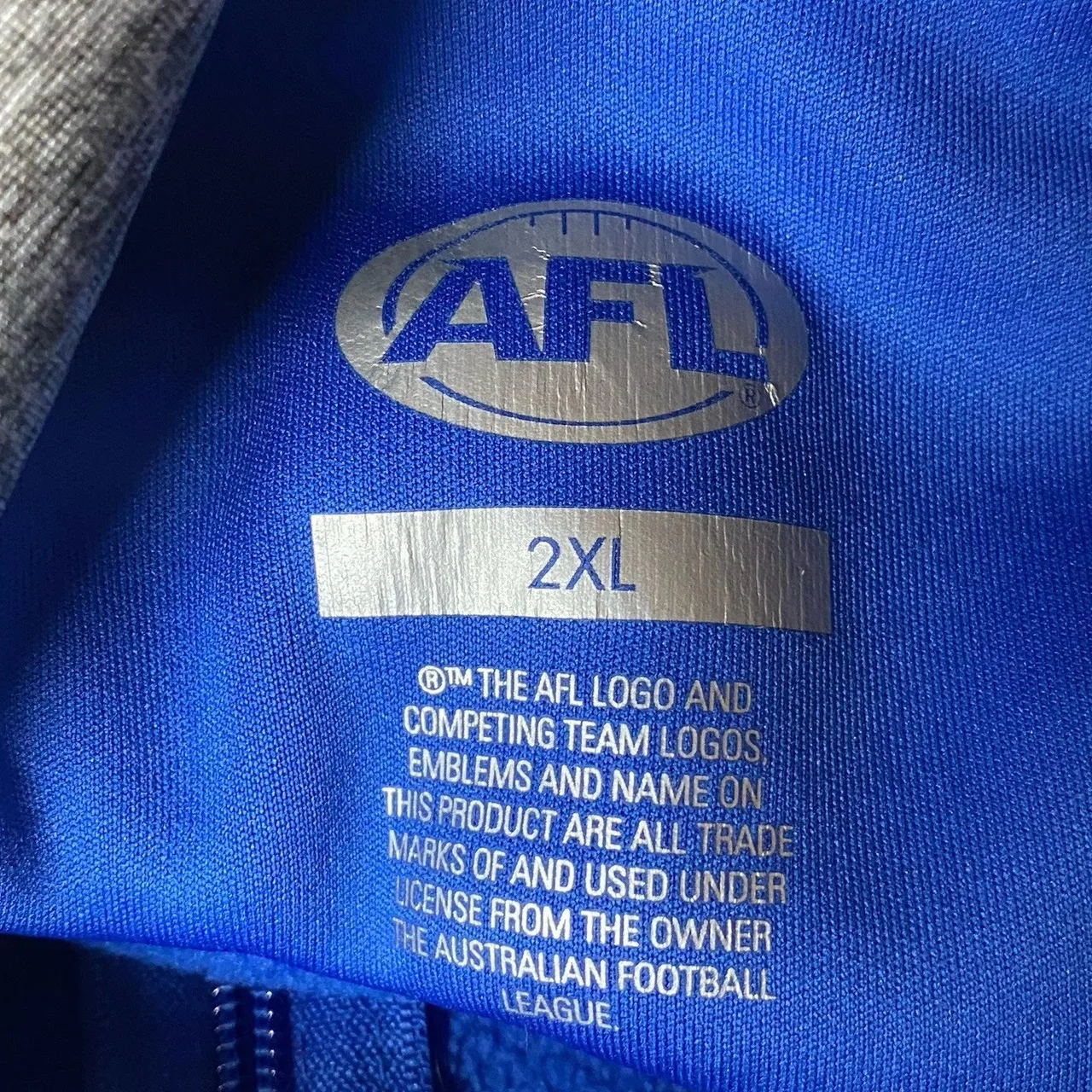 West Coast Eagles AFL Mens Full Zip Hoodie Jumper Size 2XL Royal Blue Grey — photo 6