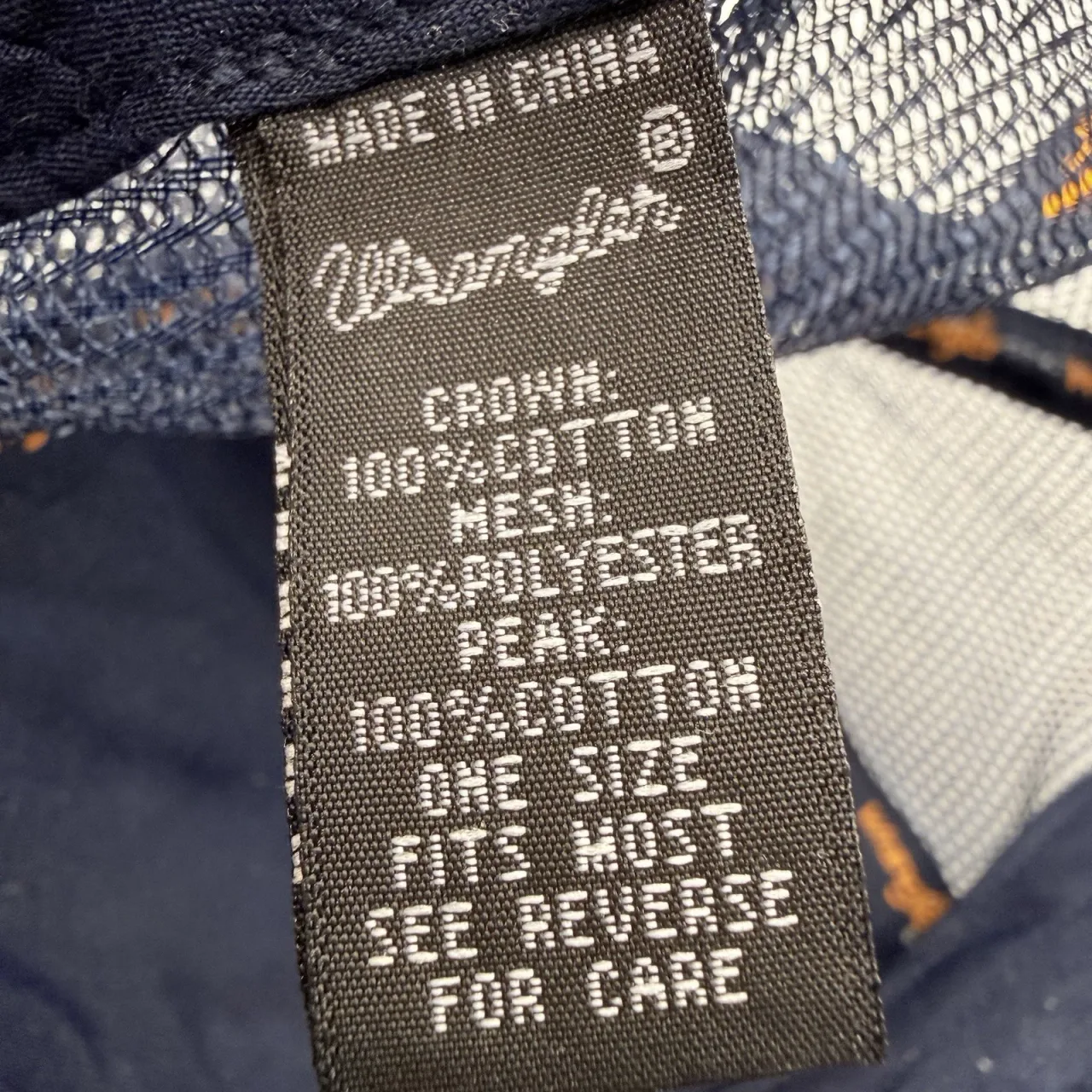 Wrangler Navy Trucker Cap OSFM Mesh Back Embroidered Western Logo Snapback Hat — photo 8