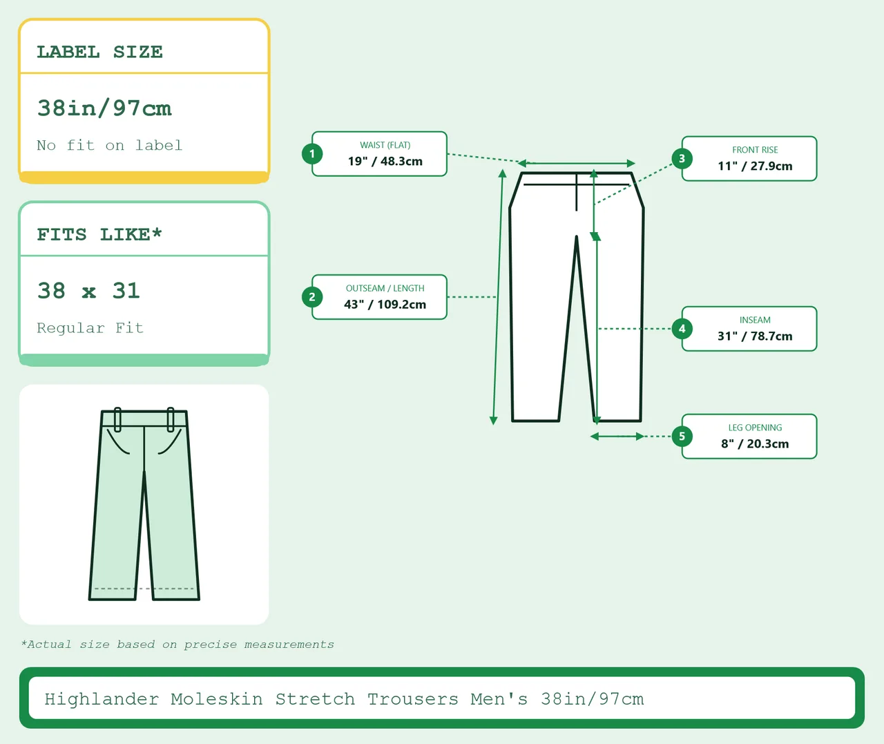 Highlander Moleskin Stretch Trousers Men's 38in/97cm Straw NWT – photo 3
