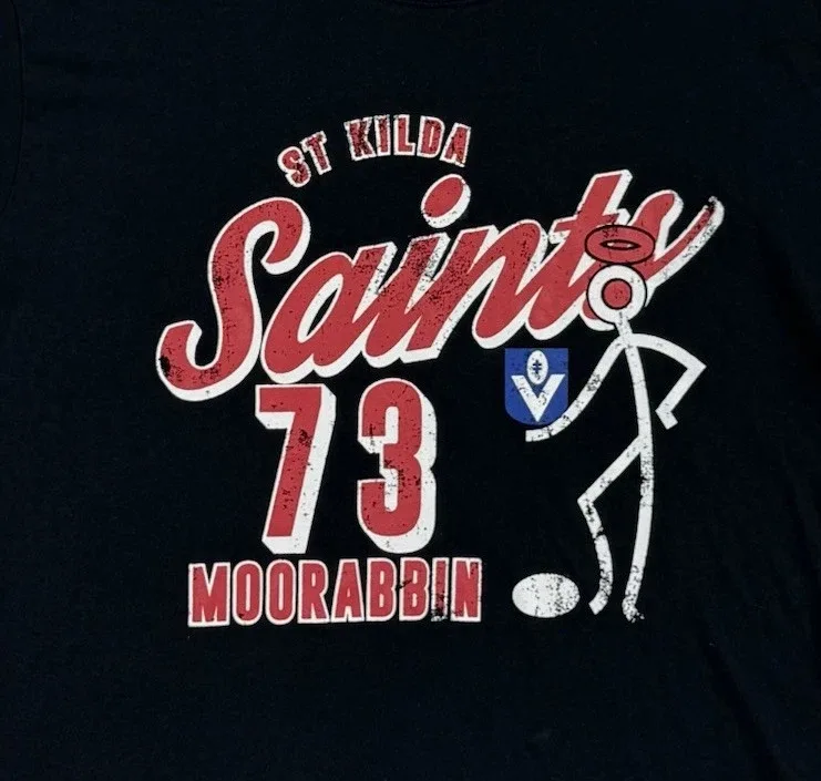 St Kilda Saints T-Shirt Mens Small Black Official AFL Stick Figure Graphic Tee — photo 8