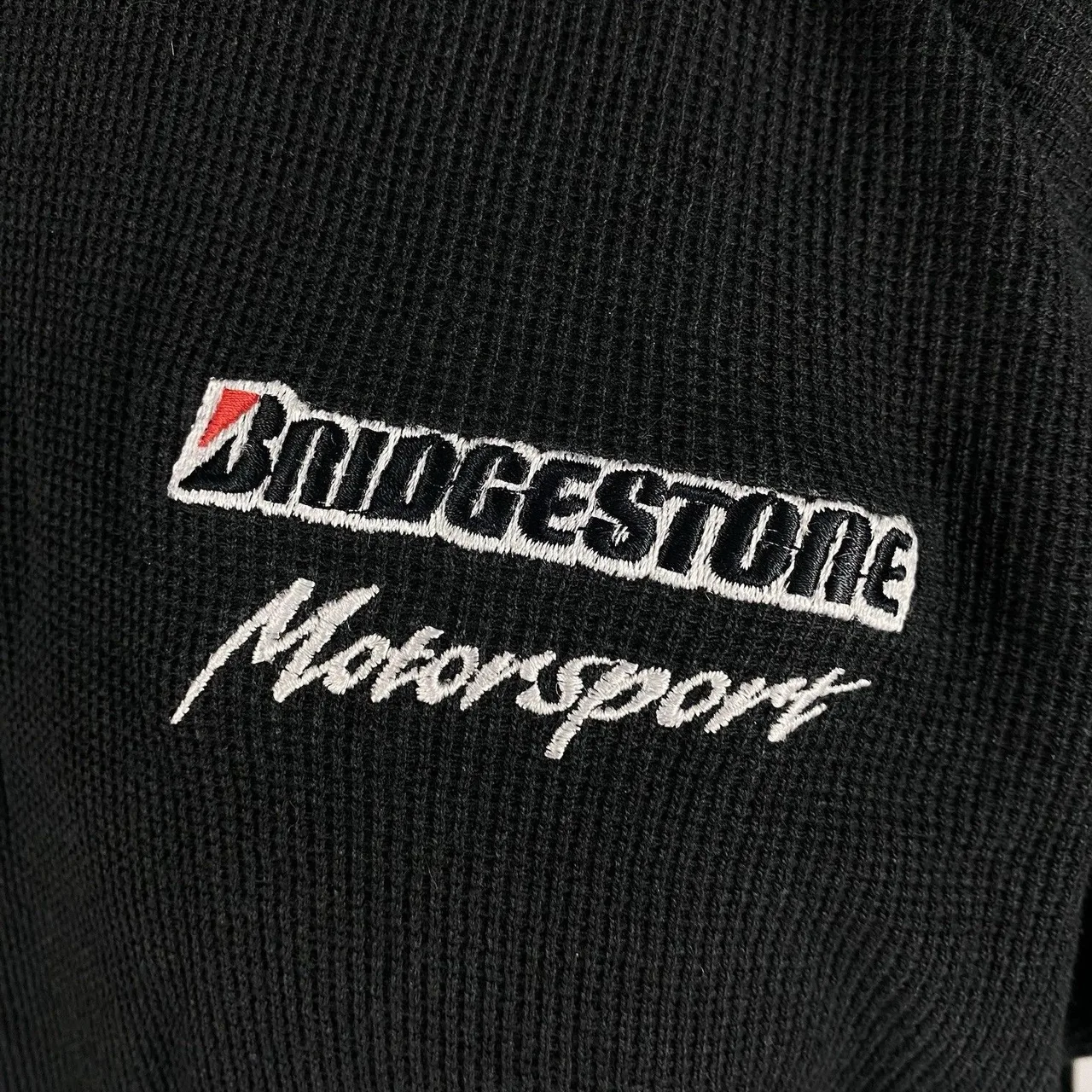 Vintage 90s Bridgestone Motorsport Knit Polo Shirt XL Black Red Trim Quarter Zip — photo 9