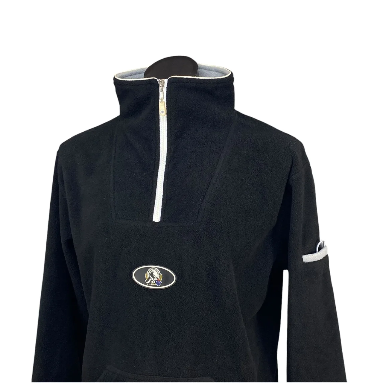 Collingwood Magpies AFL Mens 1/4 Zip Fleece Jumper Size M Black Pullover Sweater — photo 4