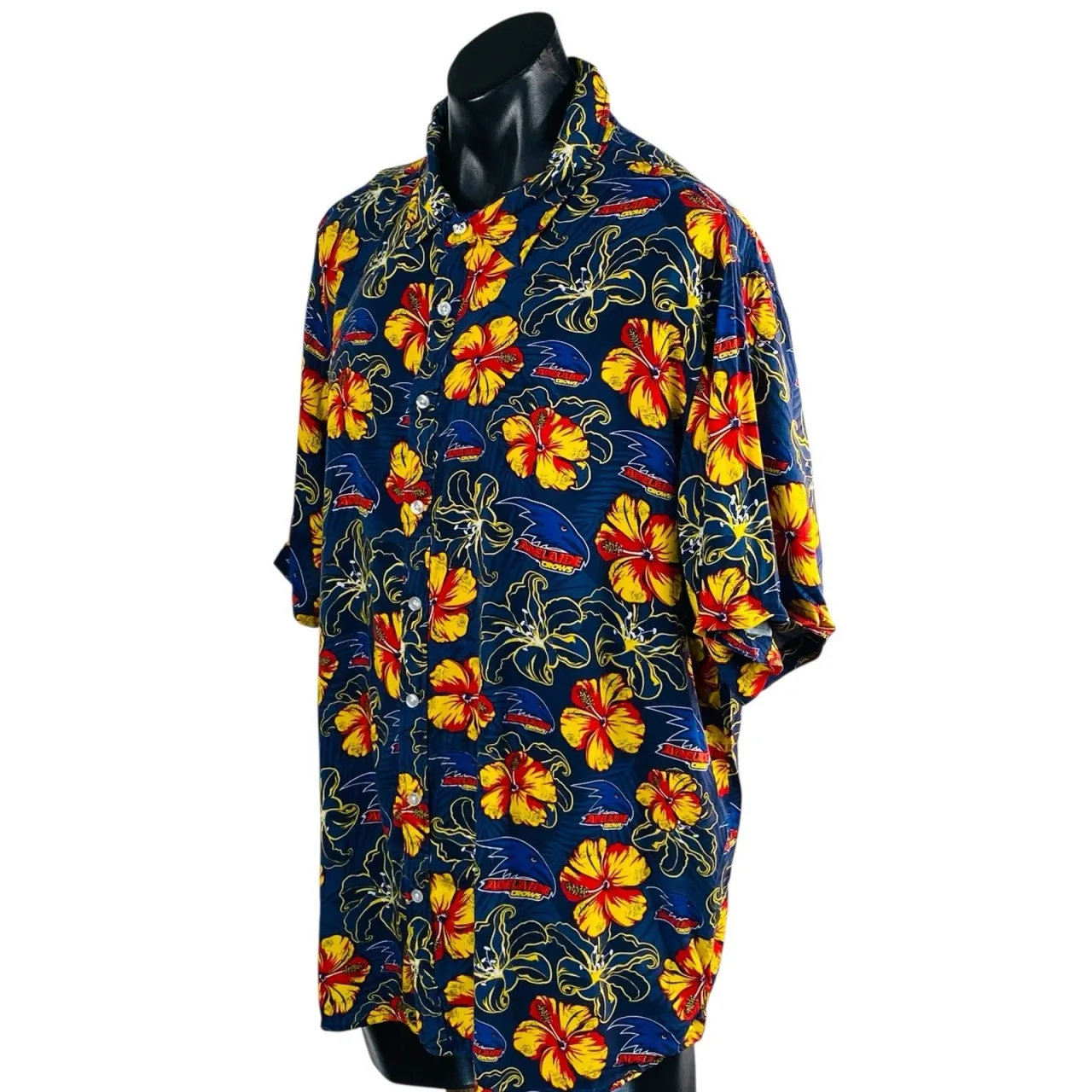 Adelaide Crows AFL Hawaiian Shirt Size 4XL Mens Floral Hawaiian Button Front — photo 8