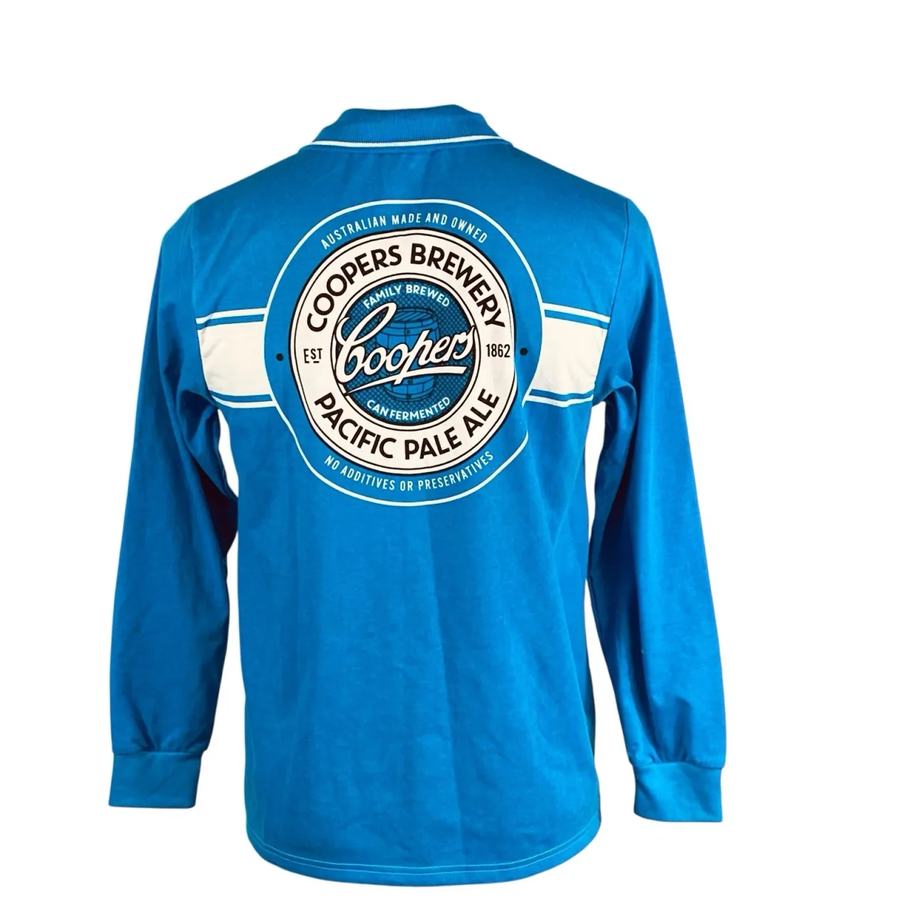 Coopers Brewery Pacific Pale Ale Long Sleeve Polo Shirt Mens S Blue White — photo 2