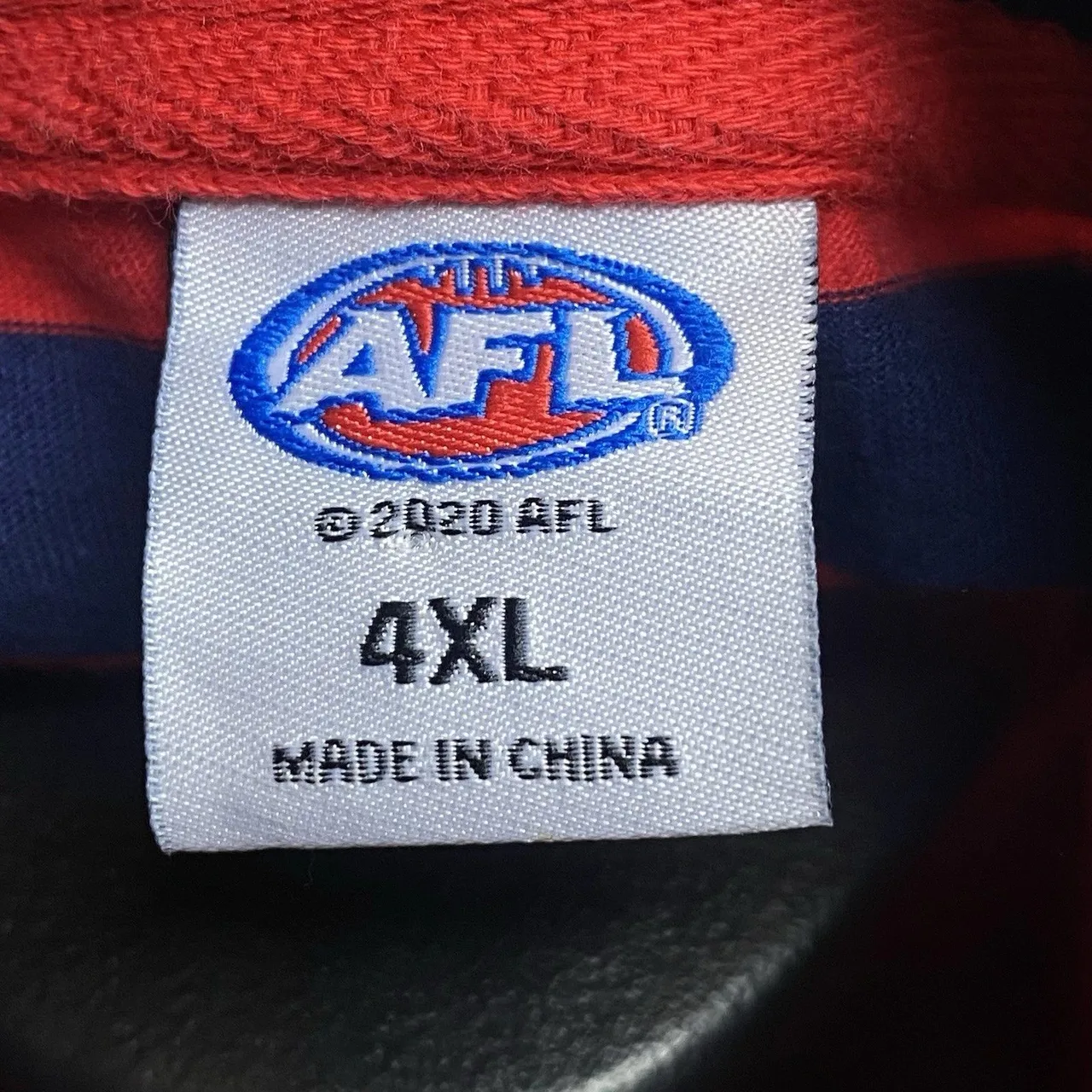 AFL Melbourne Demons Polo Shirt Mens 4XL Navy Red Striped Embroidered Crest Logo — photo 8