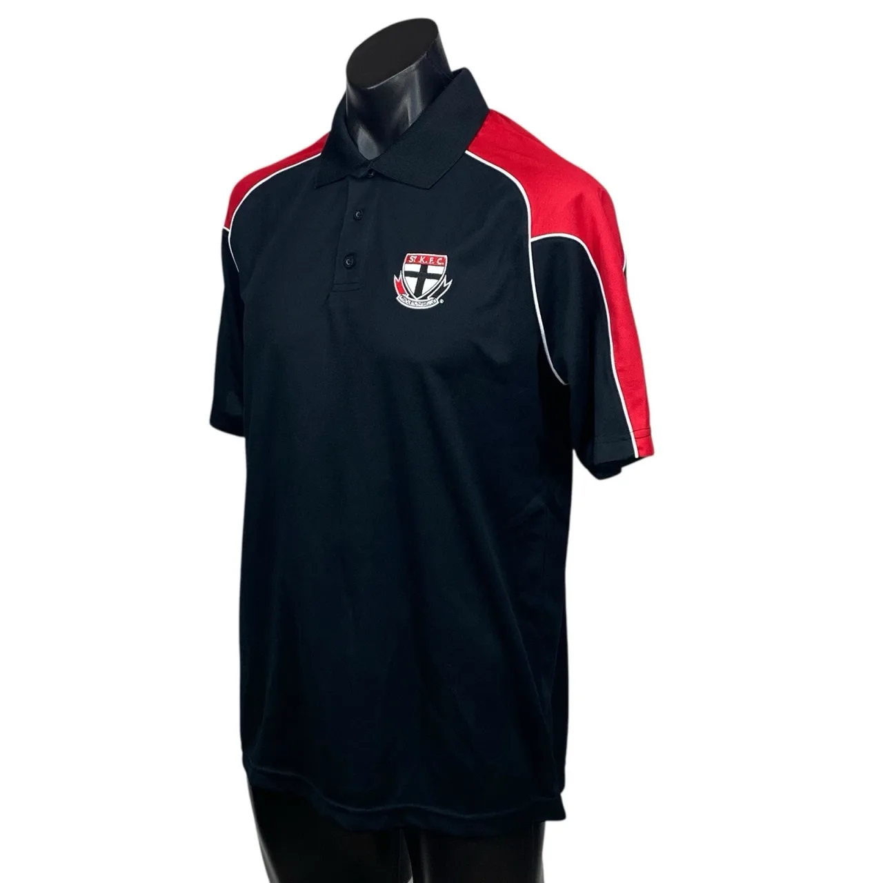 NWT St Kilda Saints AFL Mens Premium Polo Shirt Size M Black Red Pro Star — photo 4
