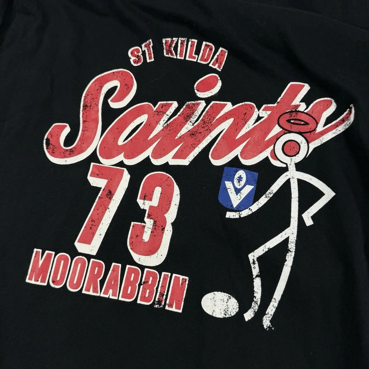 St Kilda Saints T-Shirt Mens Small Black Official AFL Stick Figure Graphic Tee — photo 3
