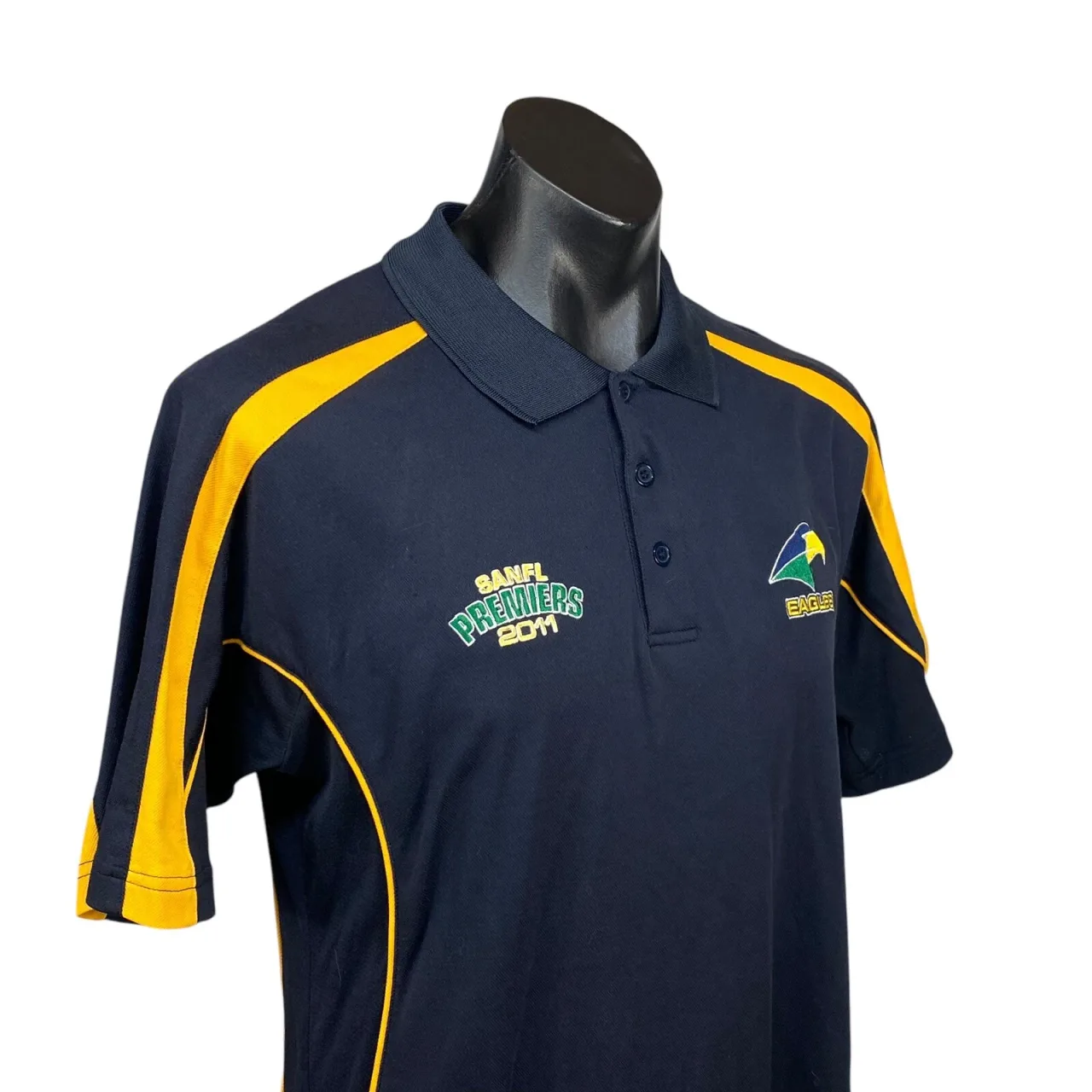 Woodville-West Torrens Eagles 2011 SANFL Premiers Polo Shirt Size L Navy Gold — photo 7