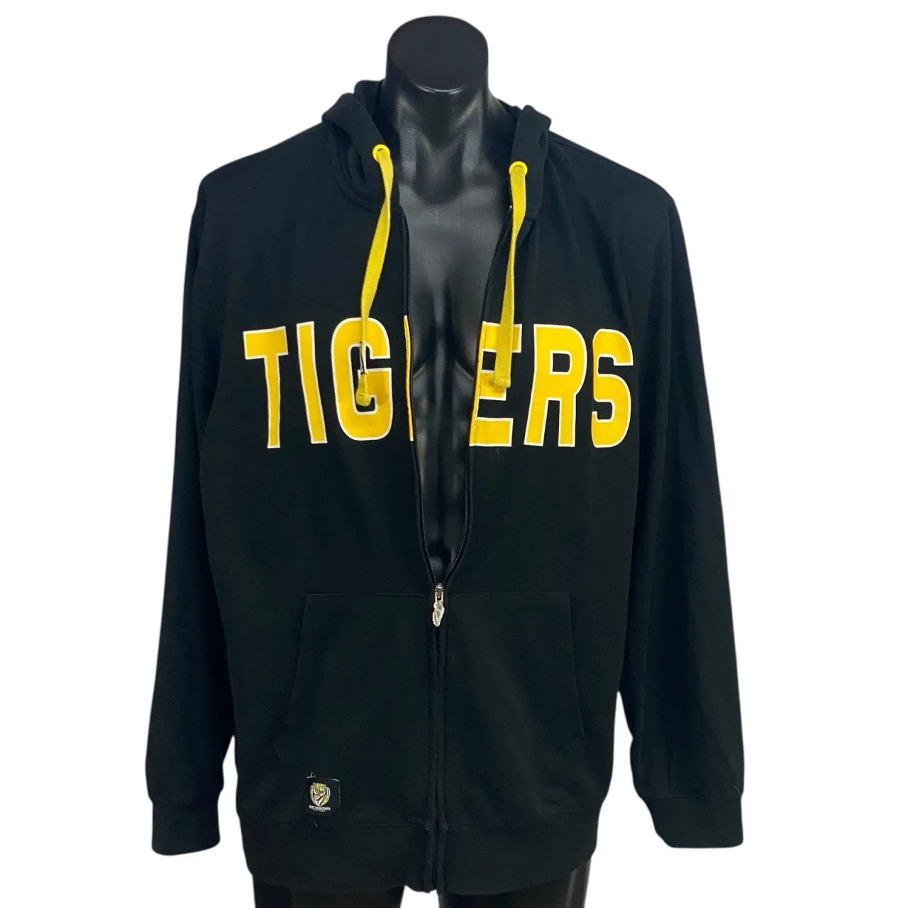 Richmond Tigers AFL Full Zip Hoodie Mens XL Black Yellow Jumper Jacket Mascot — photo 7